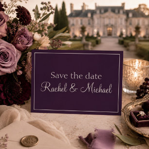 Plum Romance Save the Date Wedding Announcement Postcard
