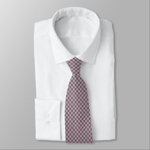 Plum Rose Checkered Pattern - Neck Tie