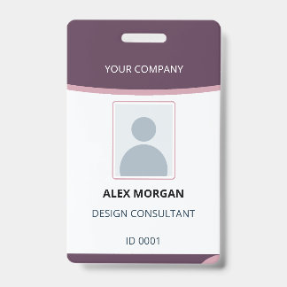 Plum Rose Curved Employee Photo ID Template Badge