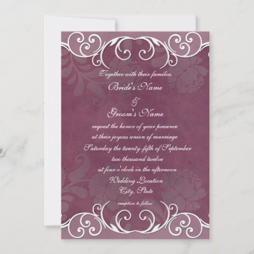 Plum Rose Elegant Wedding Invitations