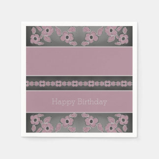 Plum Rose Floral Napkins