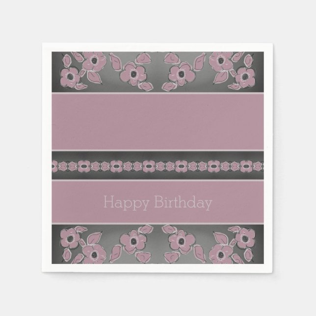 Plum Rose Floral Napkins (Front)