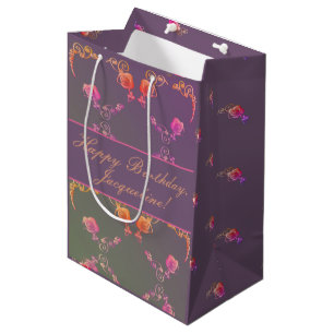 Plum Rose Hearts Birthday/Mother's Day Gift Bag