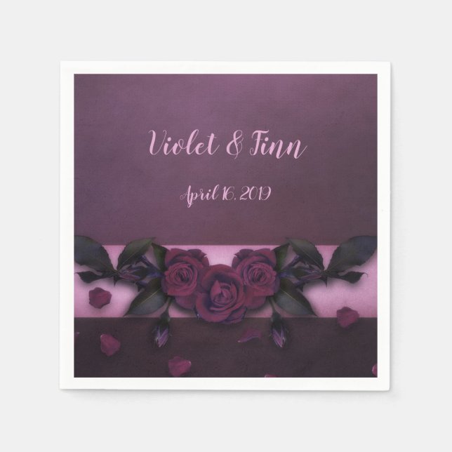 Plum Roses Napkins (Front)