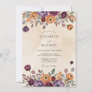Plum Rustic Bohemian Wedding Invitation