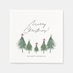 Plum & Sage Festive Trees Corporate Party Napkins