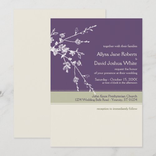 Plum Sage Wedding Invitation