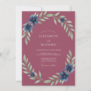 Plum Sapphire Painted Wedding Invitation