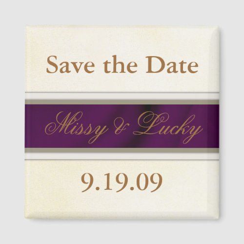 Plum Satin Save the Date Magnet