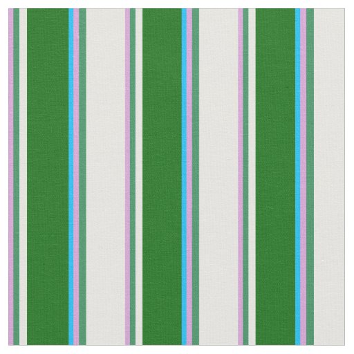 Plum, Sea Green, White, Dark Green & Deep Sky Blue Fabric