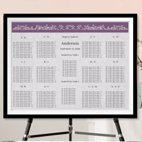 Plum Seating Chart Table Number_Alphabetical Order