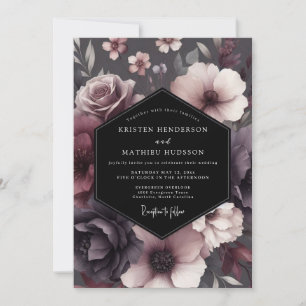 Plum Shadowy Bloom Wedding Invitation