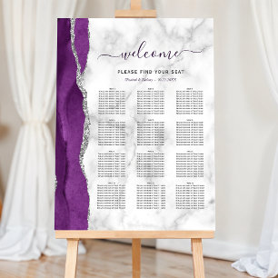 Plum Silver Agate Marble 12-Table Wedding Seating Foam Board