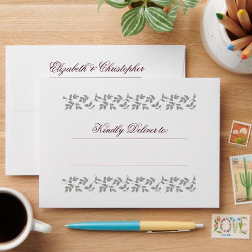 Plum  Silver Glitter Pattern Custom Envelope