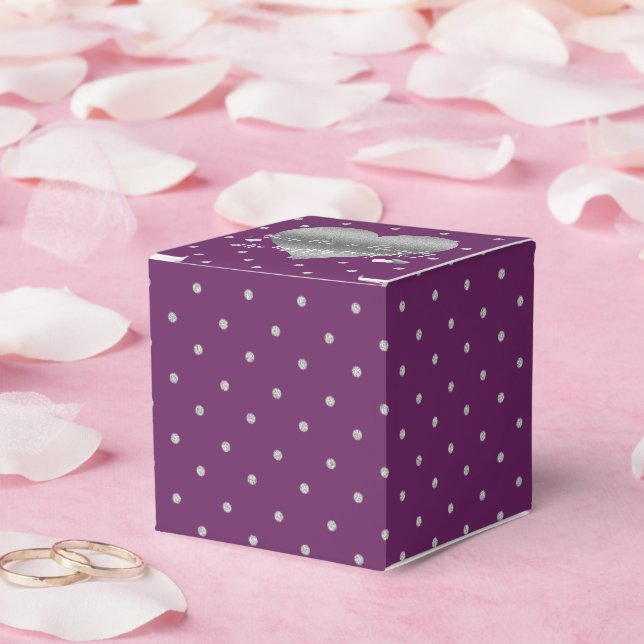Plum & Silver Polka Dots Party Favor Boxes (Wedding)
