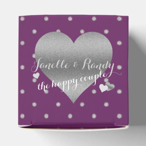 Plum  Silver Polka Dots Party Favor Boxes