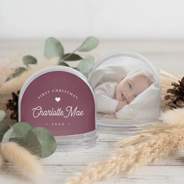 Plum | Simple & Sweet First Christmas Baby Photo Snow Globe (Creator Uploaded)