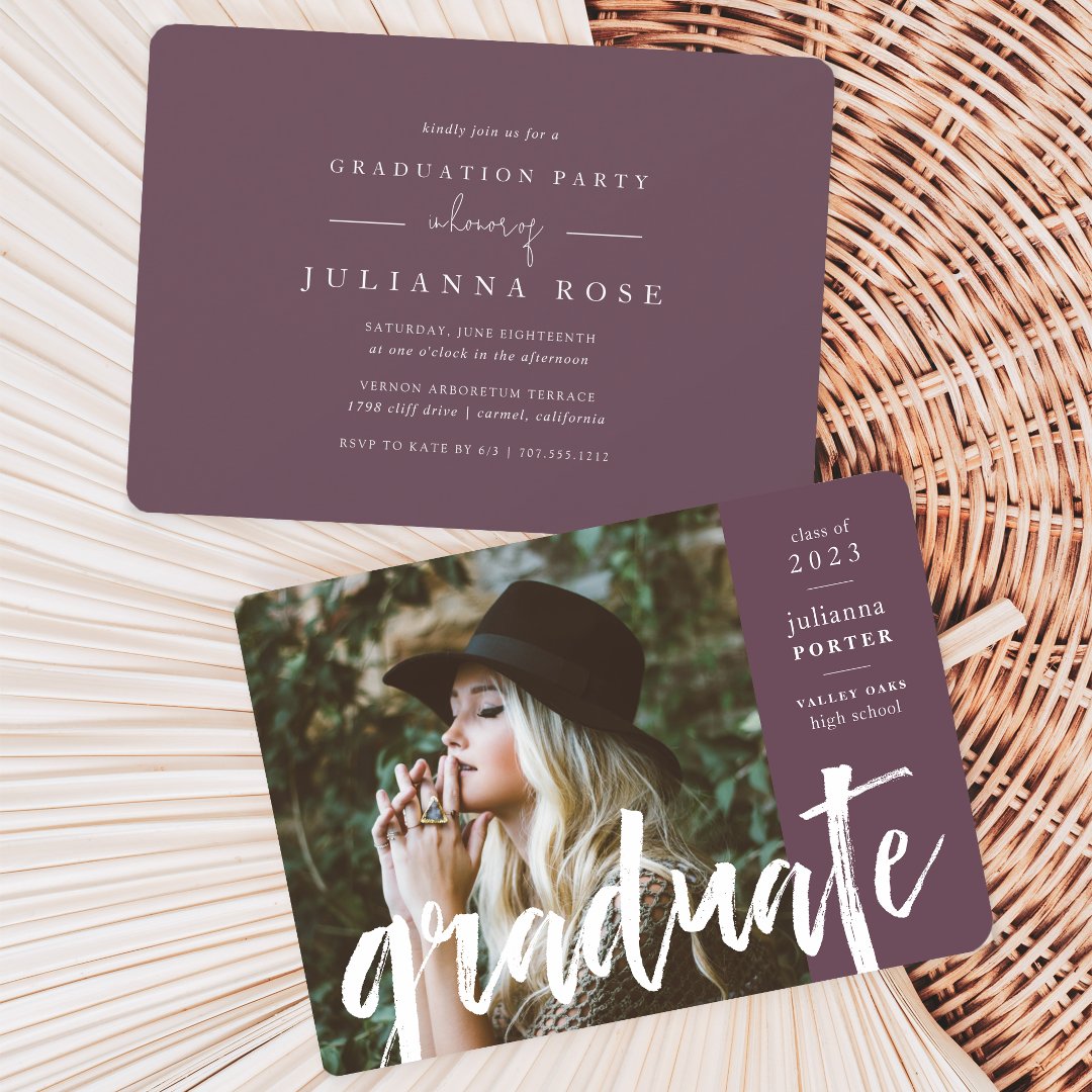 Plum | Sketched Overlay Graduation Party Invitation (Creator Uploaded)