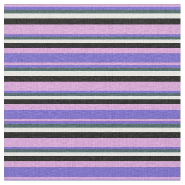 Plum, Slate Blue, Dark Slate Gray, White & Black Fabric (Close Up)