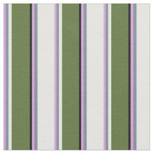 Plum, Slate Gray, White, Dark Olive Green & Black Fabric