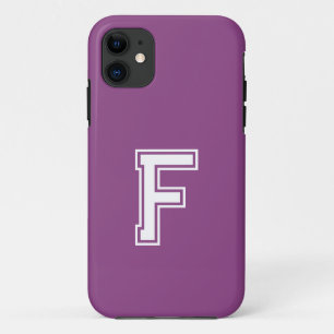 Plum Solid Color Minimalist Monogram iPhone 11 Case