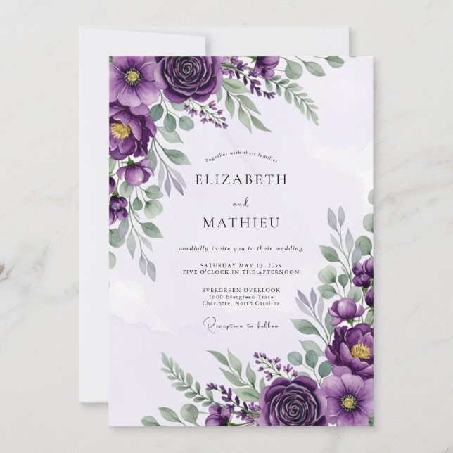 Plum Sophisticated Spring Wedding Invitation (Front)