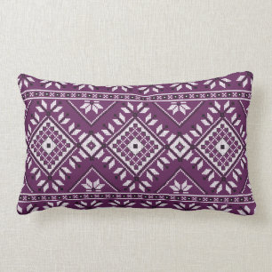 Plum Southwest Aztec Native Tribal Pattern Lumbar Pillow