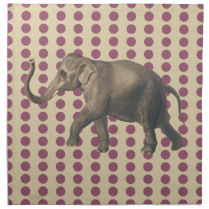 Plum Spice Moods Dots with Elephant Cloth Napkin