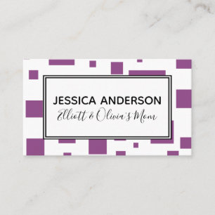 Plum Squares on White Mommy Play Date Calling Card