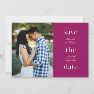 Plum Stacked Wording Minimalist Save-The-Date