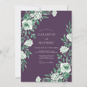 Plum Stately Botanical Wedding Invitation