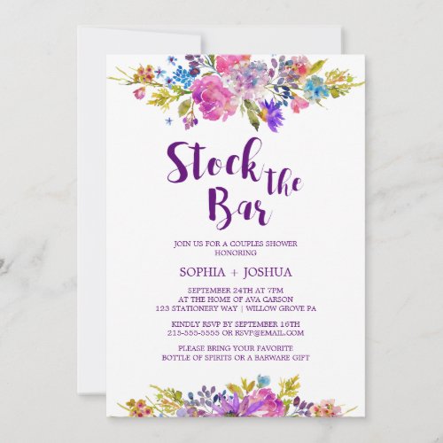 Plum Stock the Bar Couples Shower Invitation