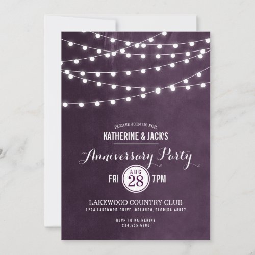 Summer String Lights Anniversary Party Invitation