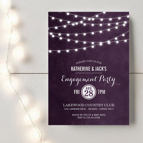 Summer String Lights Engagement Party Invitation