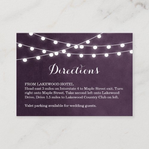 Summer String Lights Wedding Directions Insert Business Cards