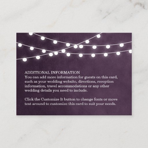 Customizable Summer String Lights Wedding Insert Card Business Cards