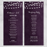 Plum String Lights Wedding Program<br><div class="desc">Chic modern summer wedding ceremony program template with simple elegant glowing string lights hanging across the top on a printed faux watercolor texture background. A simple and stylish preppy design, perfect for summer! Click the CUSTOMIZE IT button to customize text and fonts, move text around and create your own unique...</div>
