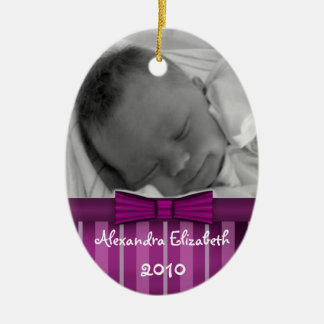 Plum Stripes Baby's First Christmas Tree Ornament