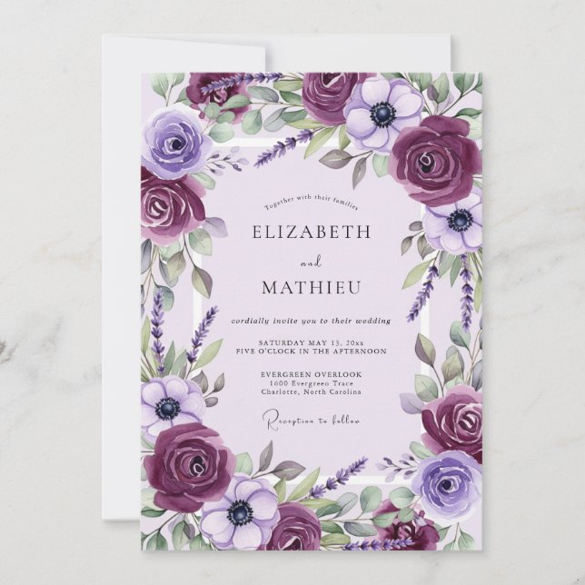 Plum Sublime Spring Wedding Invitation (Front)