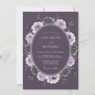 Plum Succulent Wreath Wedding Invitation