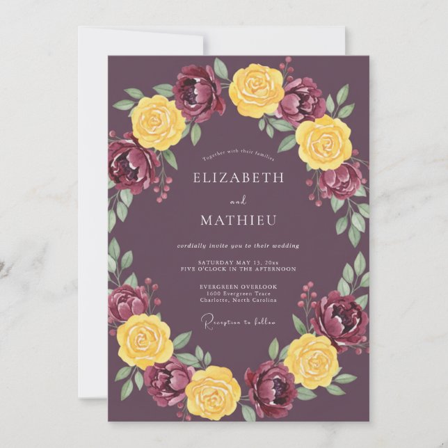 Plum Sumptuous Harvest Wedding Invitation (Front)
