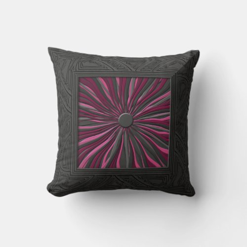 Plum Surprised _ Faux Quilted Border Throw Pillow
