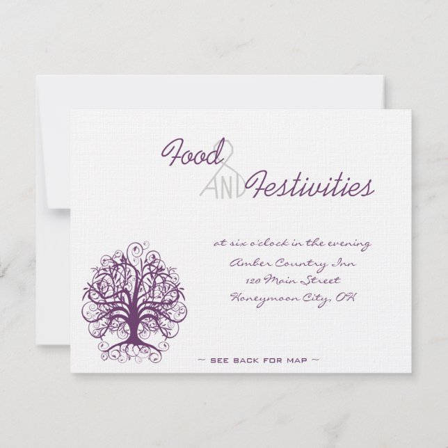 Plum Swirl Tree  Reception Direction Cards (Back)