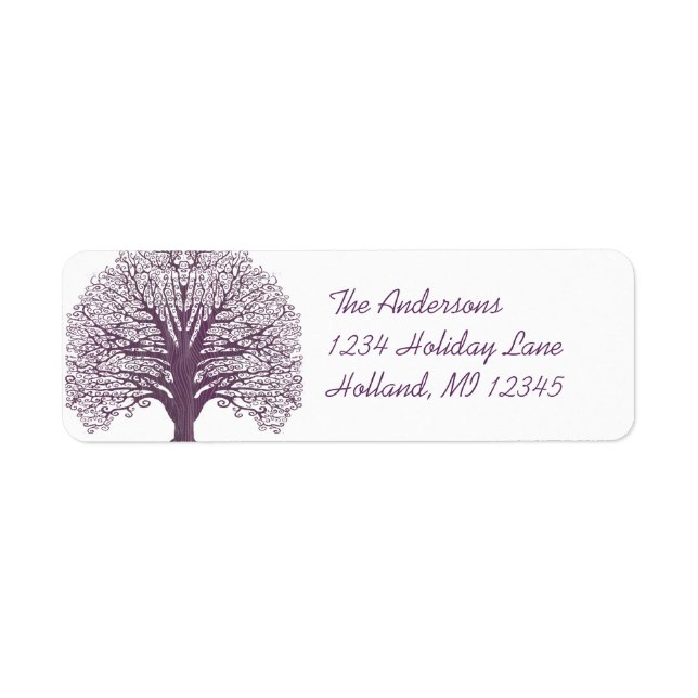 Plum Swirl Tree Return Address Label (Front)