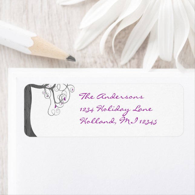 Plum Swirl Wood Grain Tree Return Address Label (Insitu)