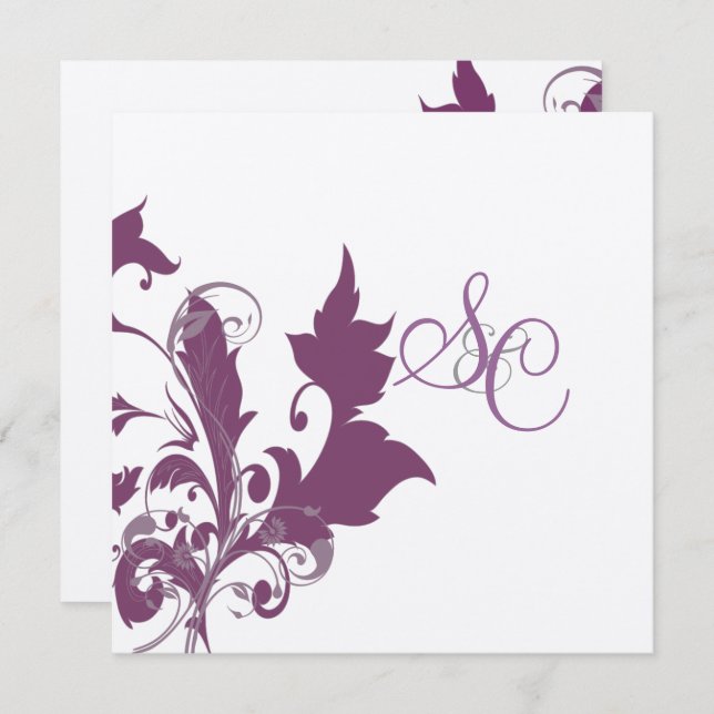Plum swirls  Wedding Invitations (Front/Back)