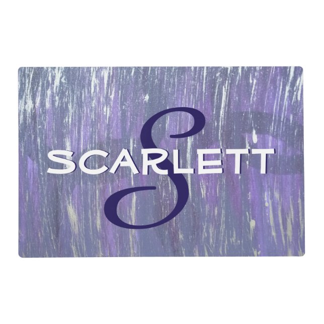 Plum Table | Purple Silver Splatter Brushstroke Placemat (Front)