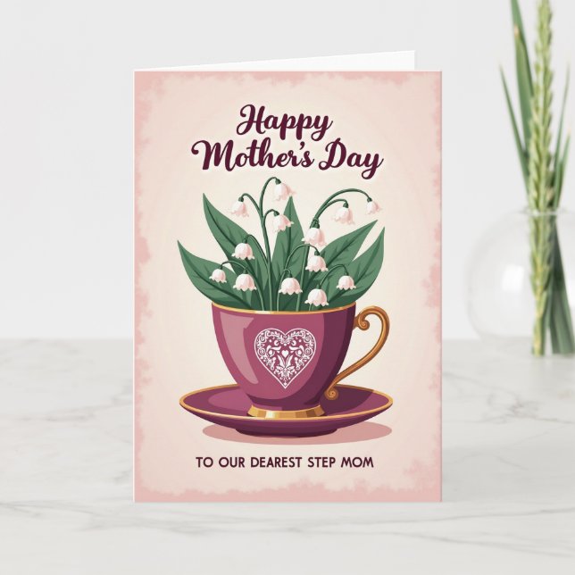 Plum Teacup Mothers Day Card (Front)