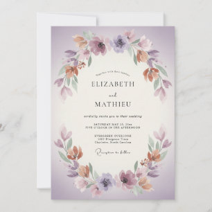 Plum Terracotta Wreath Wedding Invitation