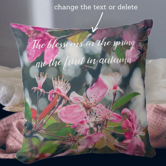 Plum Tree Branch with Pink Flowers Throw Pillow (Creator Uploaded)